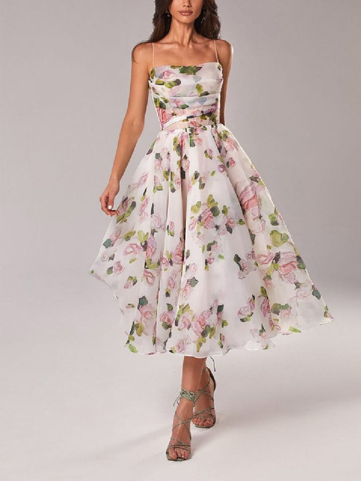 Women's Boho Midi Dress | Spaghetti Strap A-Line