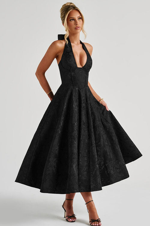 Women’s Dress | V-Neck Halterneck Maxi