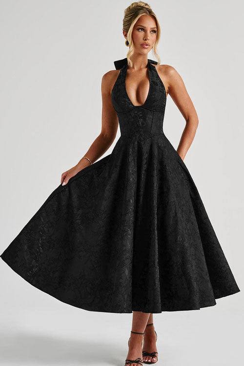 Women’s Dress | V-Neck Halterneck Maxi