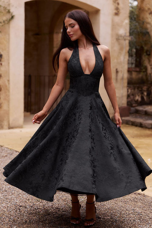 Women’s Dress | V-Neck Halterneck Maxi