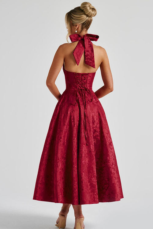 Women’s Dress | V-Neck Halterneck Maxi