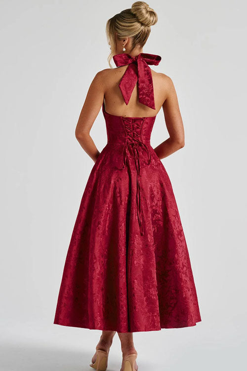 Women’s Dress | V-Neck Halterneck Maxi