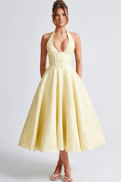 Women’s Dress | V-Neck Halterneck Maxi