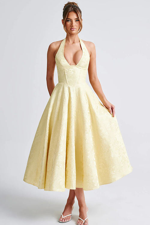 Women’s Dress | V-Neck Halterneck Maxi