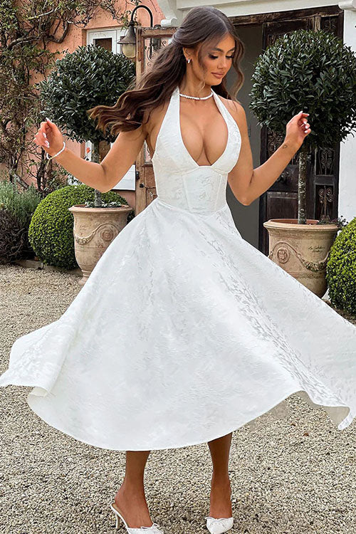 Women’s Dress | V-Neck Halterneck Maxi