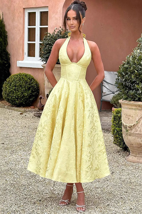 Women’s Dress | V-Neck Halterneck Maxi