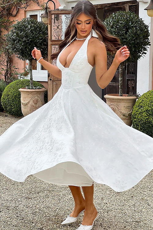 Women’s Dress | V-Neck Halterneck Maxi