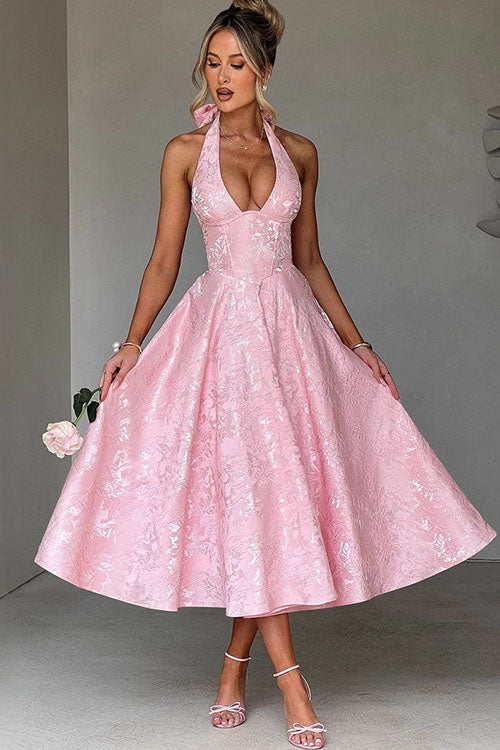 Women’s Dress | V-Neck Halterneck Maxi