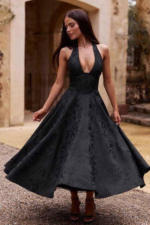 Women’s Dress | V-Neck Halterneck Maxi