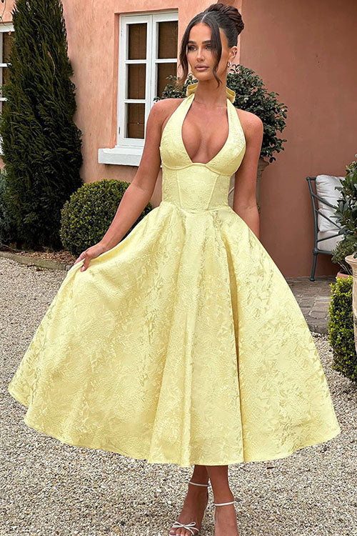 Women’s Dress | V-Neck Halterneck Maxi