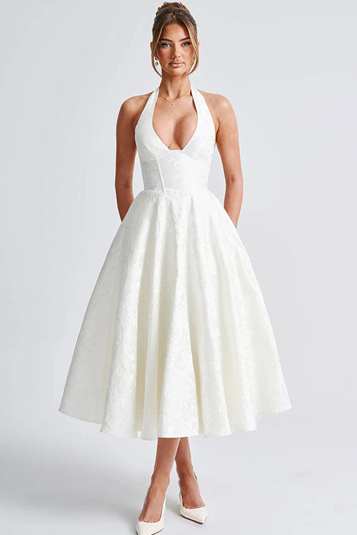 Women’s Dress | V-Neck Halterneck Maxi