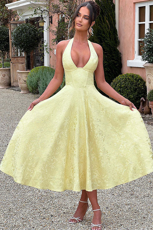 Women’s Dress | V-Neck Halterneck Maxi