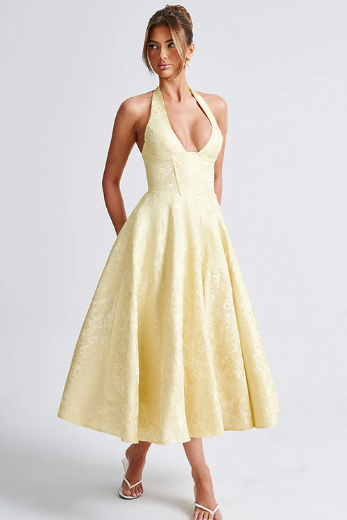 Women’s Dress | V-Neck Halterneck Maxi