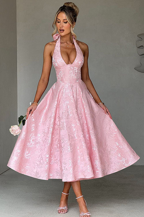 Women’s Dress | V-Neck Halterneck Maxi