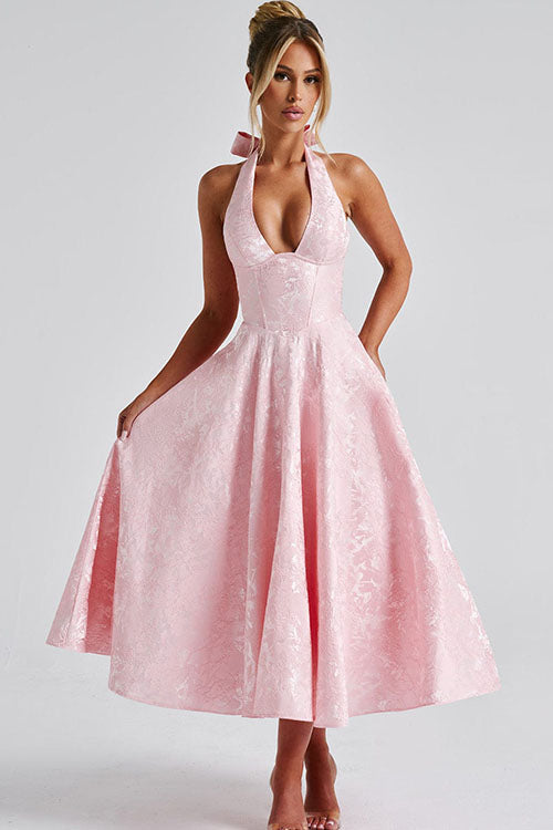 Women’s Dress | V-Neck Halterneck Maxi