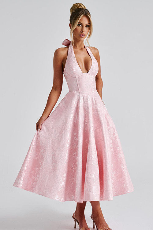 Women’s Dress | V-Neck Halterneck Maxi