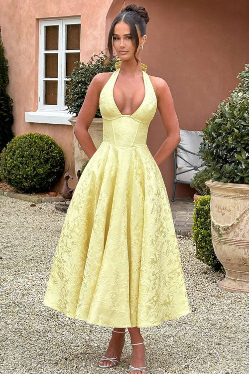 Women’s Dress | V-Neck Halterneck Maxi