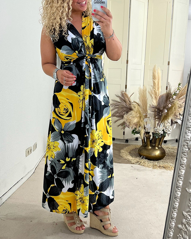 Women's Wedding Guest Maxi Dress | Floral Pleated