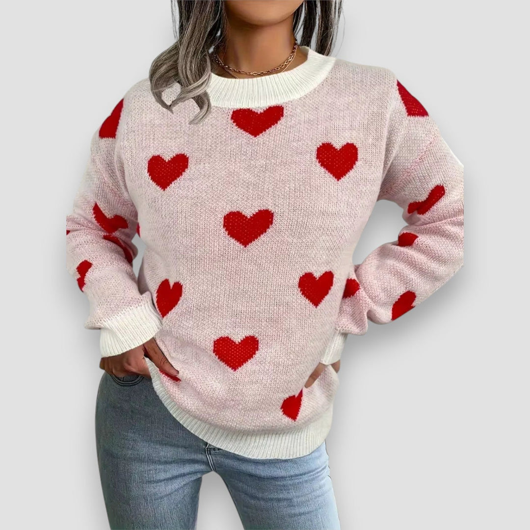 Women’s Sweater | Heart Pattern Long Sleeve