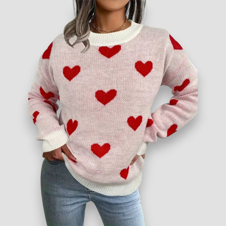 Women’s Sweater | Heart Pattern Long Sleeve