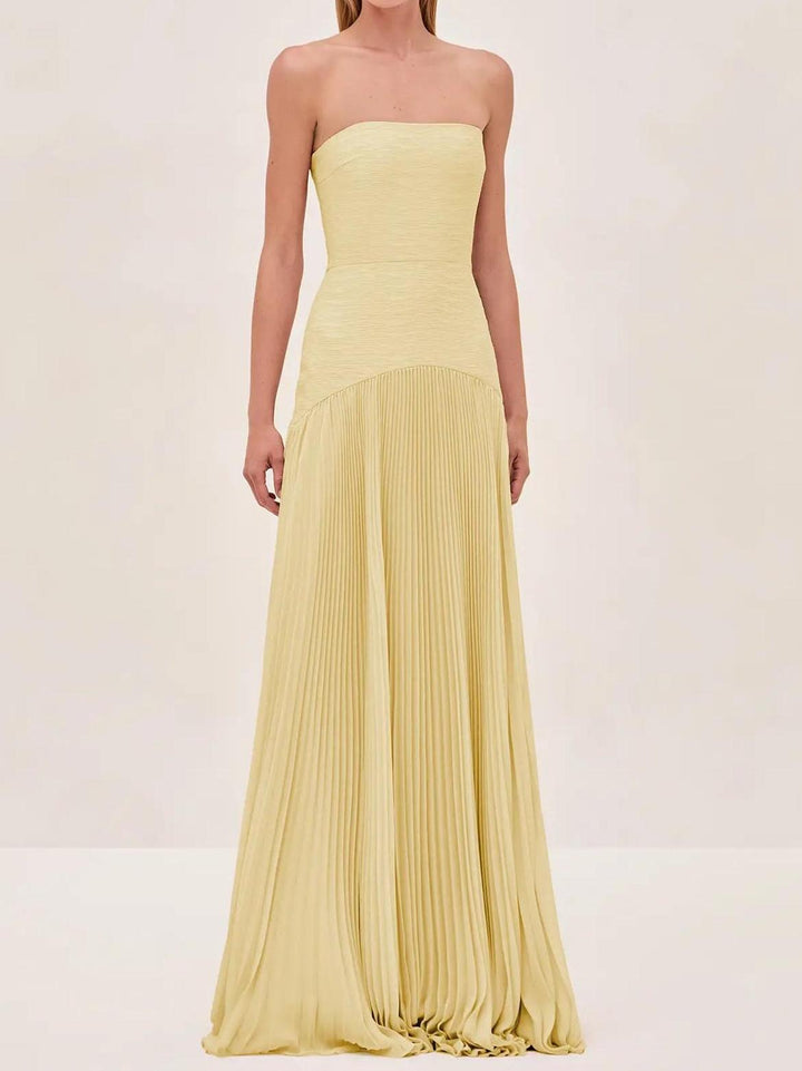 Women's Maxi Sundress | Strapless Pleated