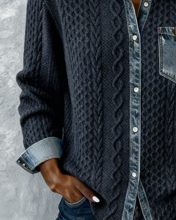 Women’s Blouse | Cable Pattern Button Front Blouse