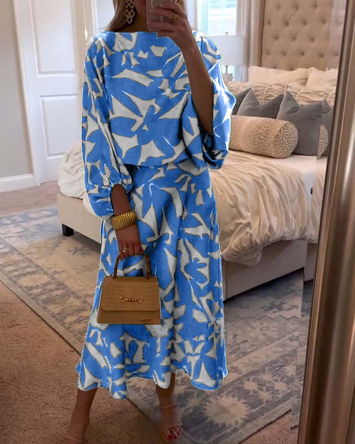 Women's Two-Piece Set  | Top and Midi Length Skirt