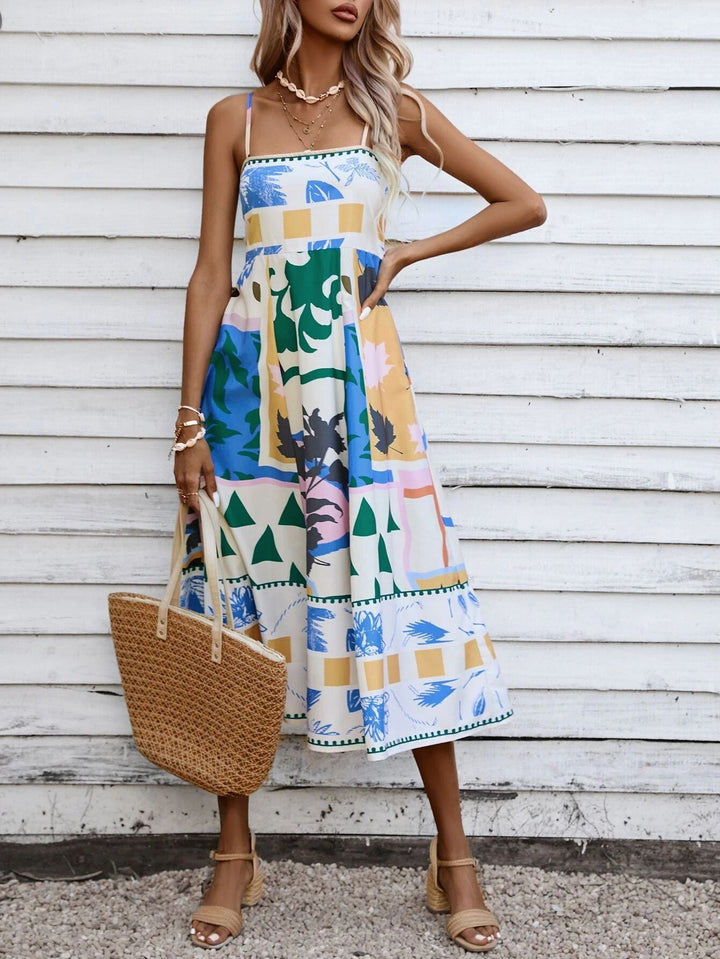 Women's Boho Midi Dress | Square Neck