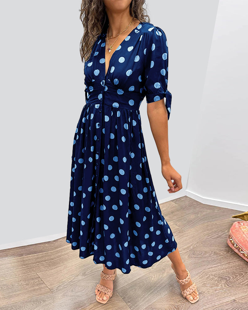 Women's Dress | Midi Polka Dot Print