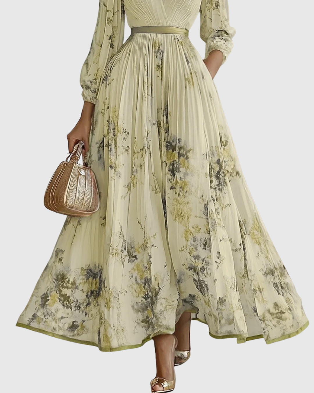 Women's Wedding Guest Maxi Dress | Pleated V-Neck