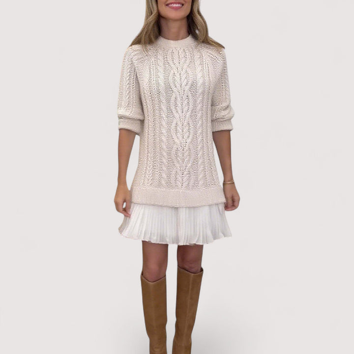 Women's Dress | Textured Mini Round Neck