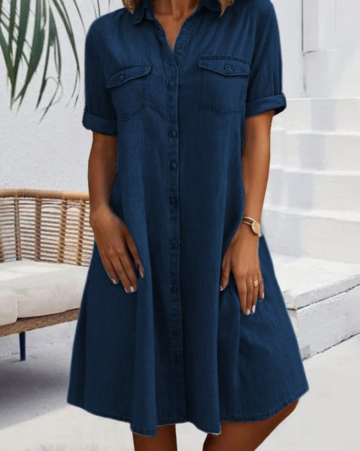 Women's Dress | Collared Button Front Pockets