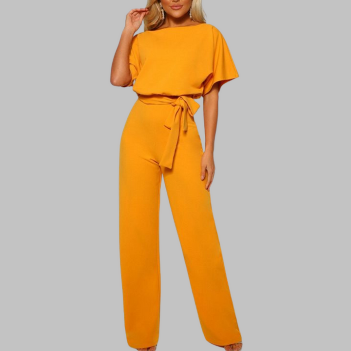 Women's Wide-Leg Jumpsuit | Belted Batwing Sleeve