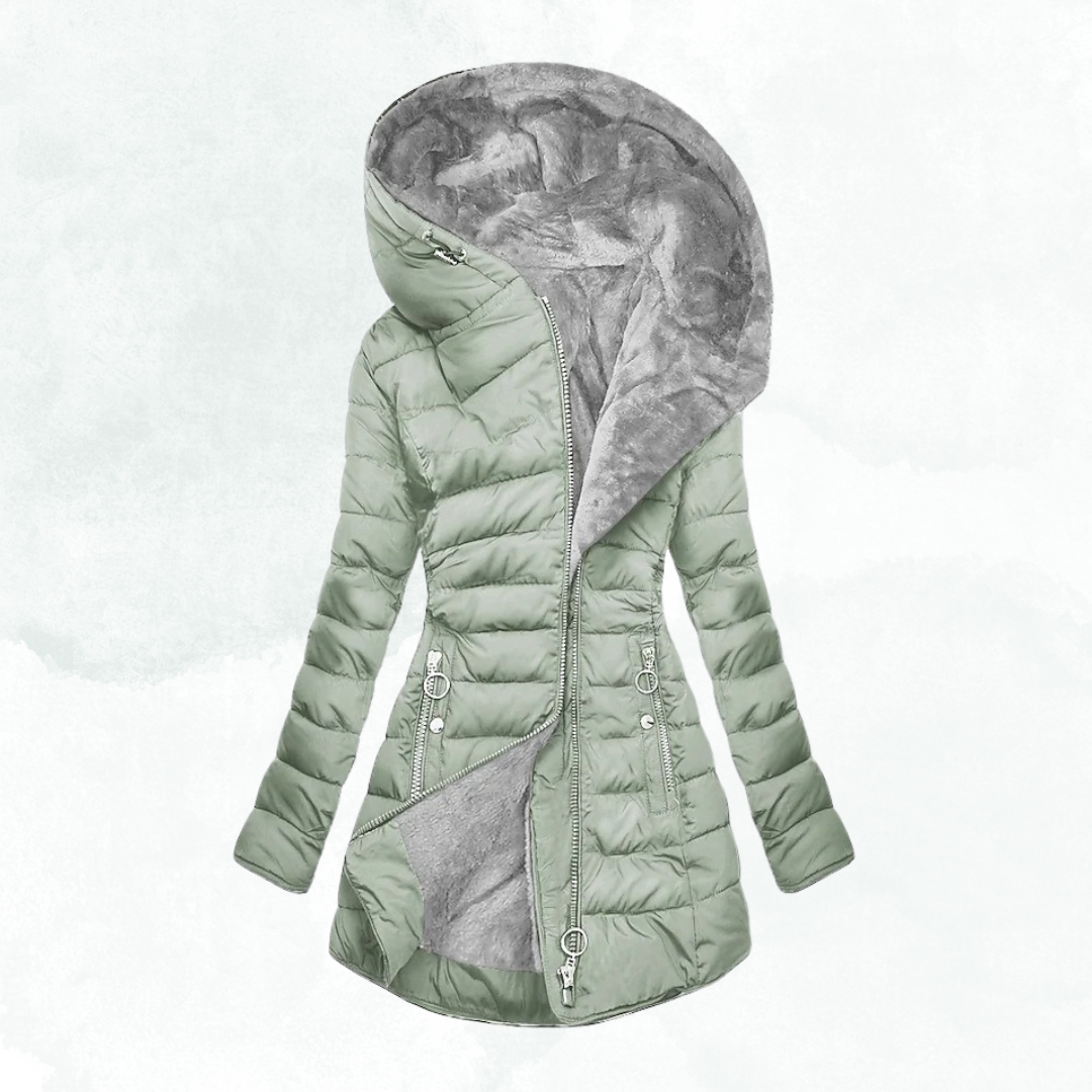 Women's Jacket | Quilted Hooded Asymmetrical Zip