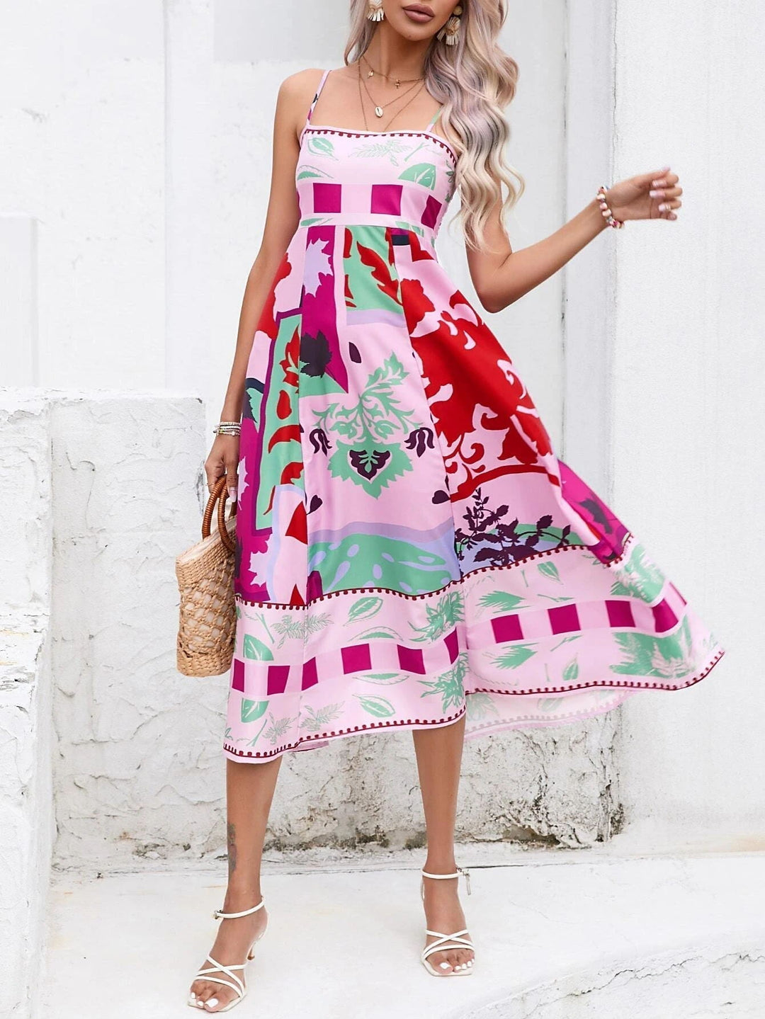 Women's Boho Midi Dress | Square Neck