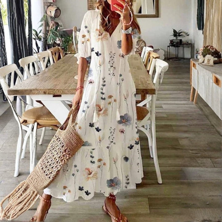 Women's Boho Maxi Dress | Short Sleeve Floral