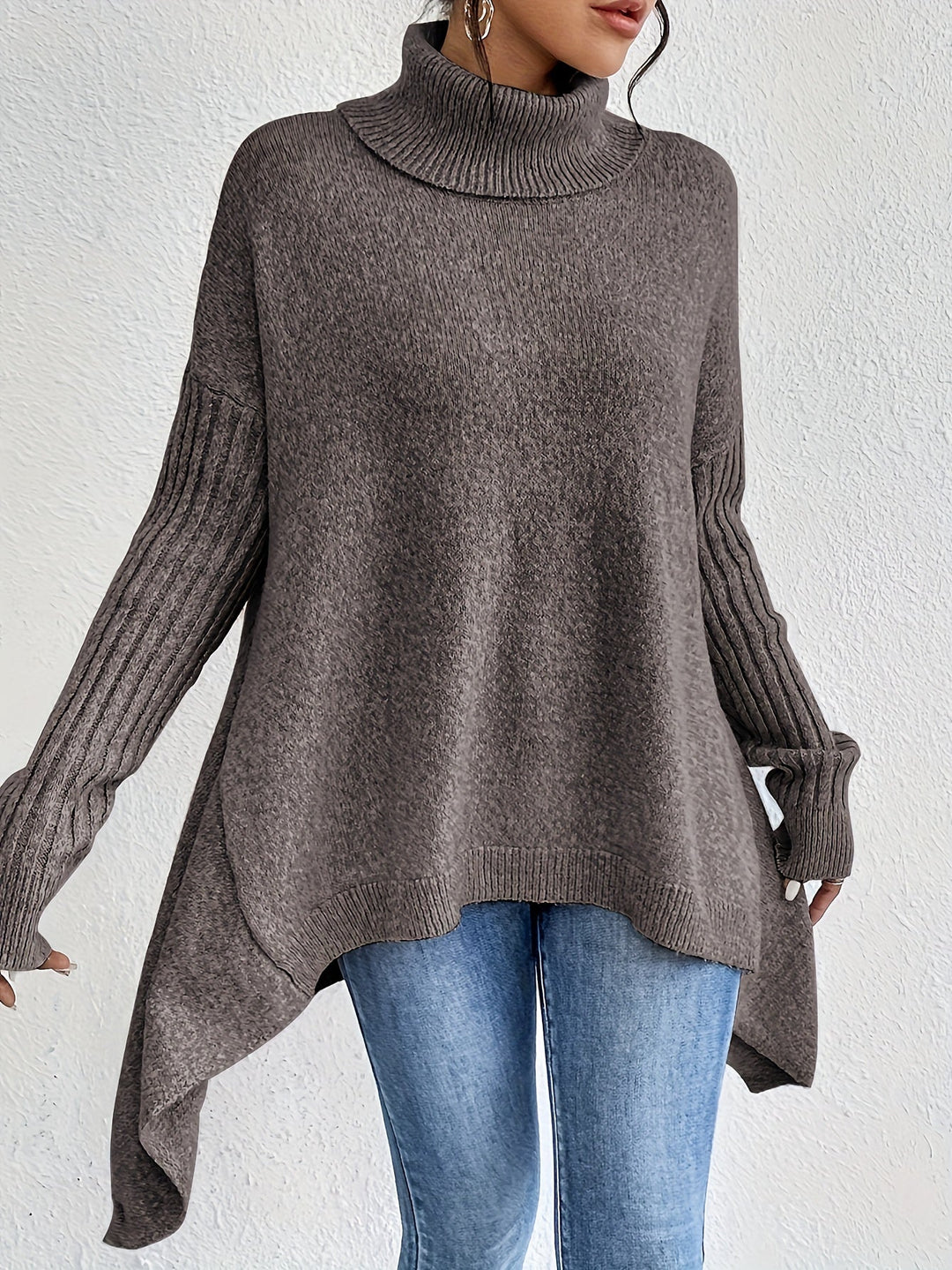 Women’s Sweater | Turtleneck Asymmetric Knit