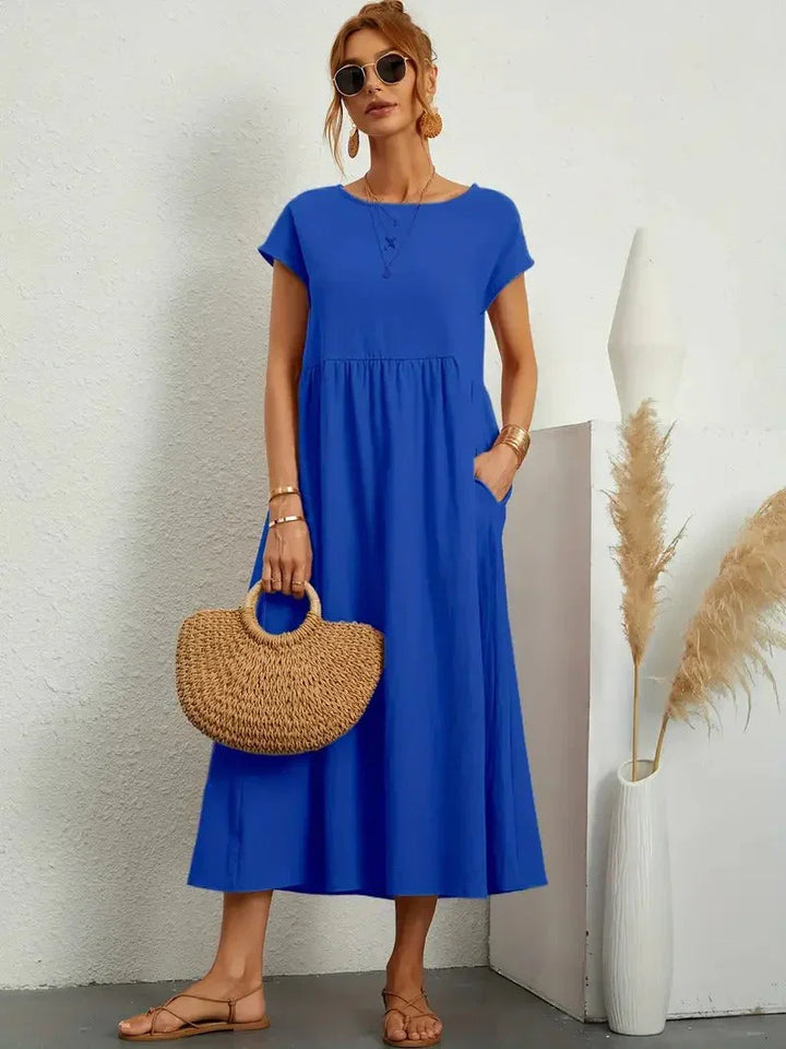 Women's Dress | Loose Maxi Round Neck Pocket