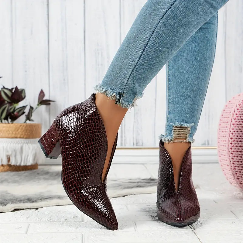 Boots for Women | Textured Block Heel Ankle Style
