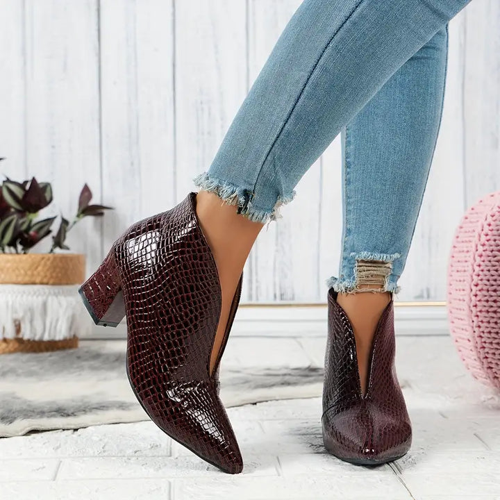 Boots for Women | Textured Block Heel Ankle Style