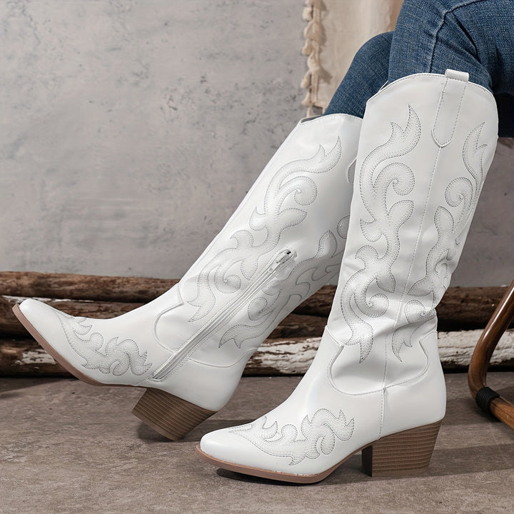 Cowboy Boots For Women | Knee-High Block Heel