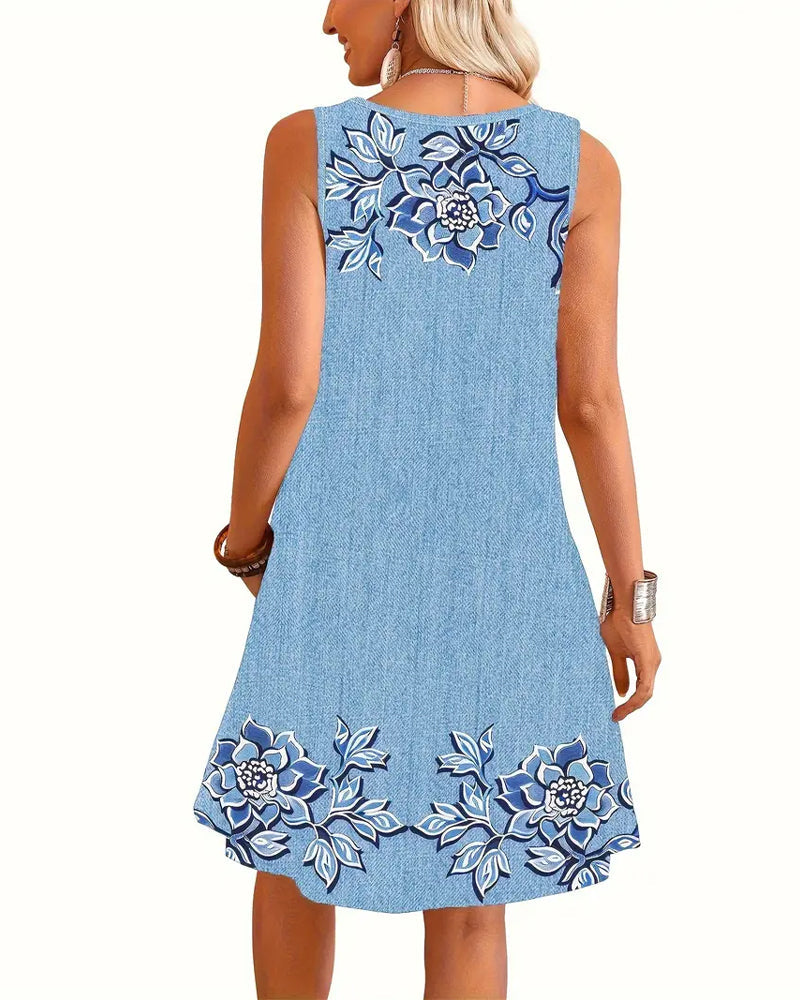 Women’s Dress | Sleeveless Floral Button