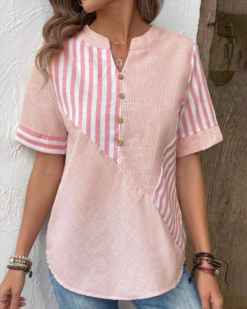Women's Blouse | Stripe Pane Button Front