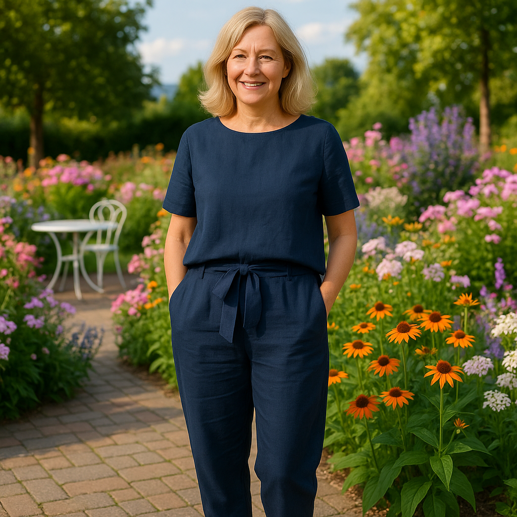 Women's Two-Piece Set | Short Sleeve Top Tapered Pants