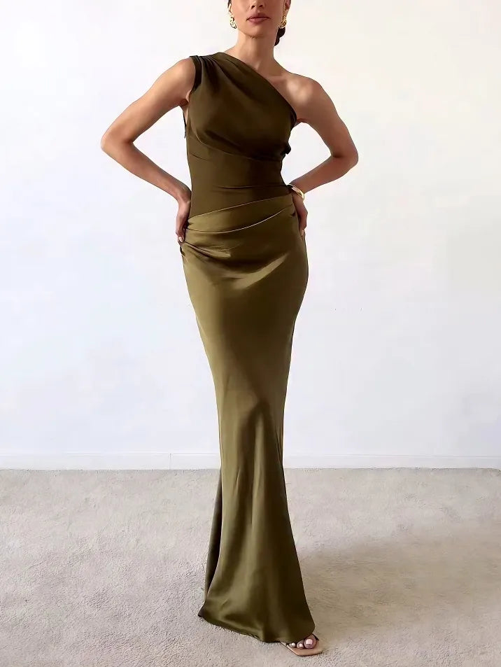 Women's Dress | One Shoulder Maxi Floor Length
