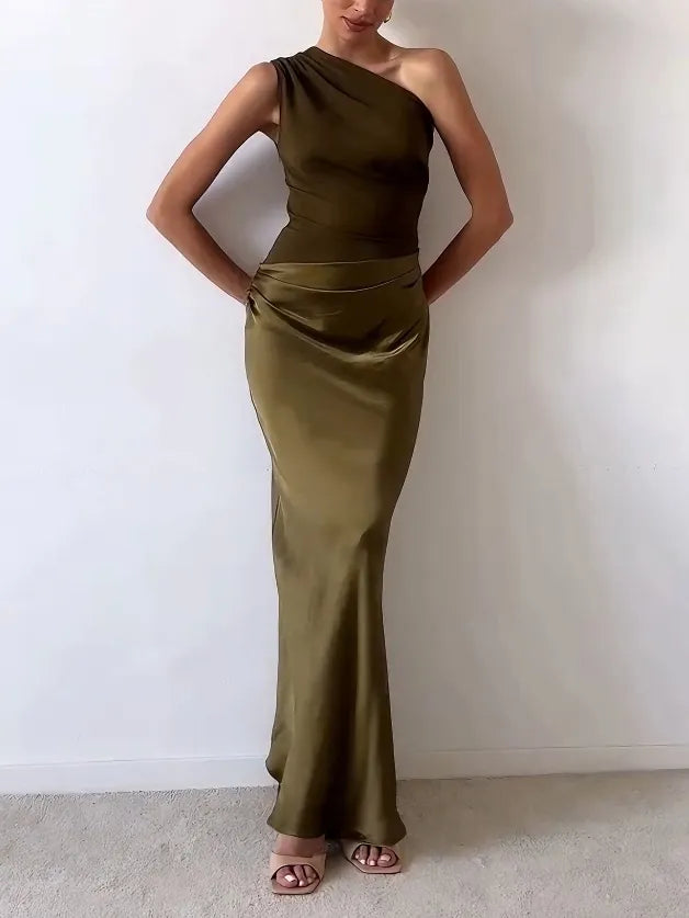 Women's Dress | One Shoulder Maxi Floor Length