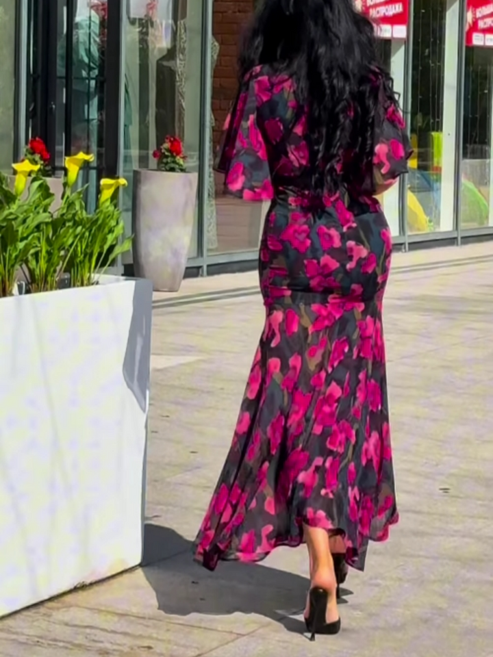 Women’s Dress | Retro Floral Wrap Maxi