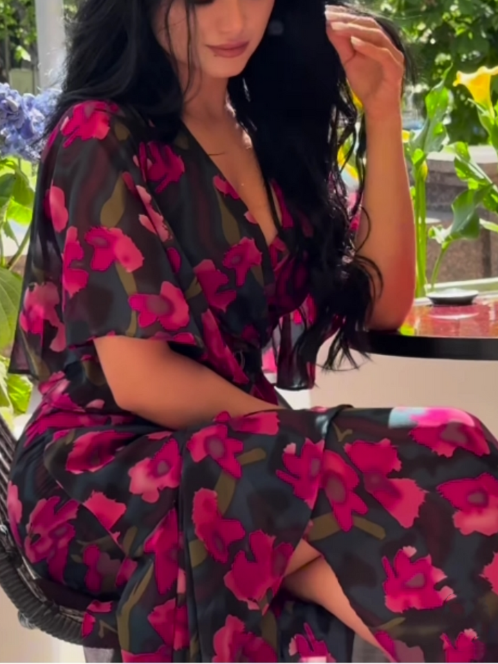 Women’s Dress | Retro Floral Wrap Maxi