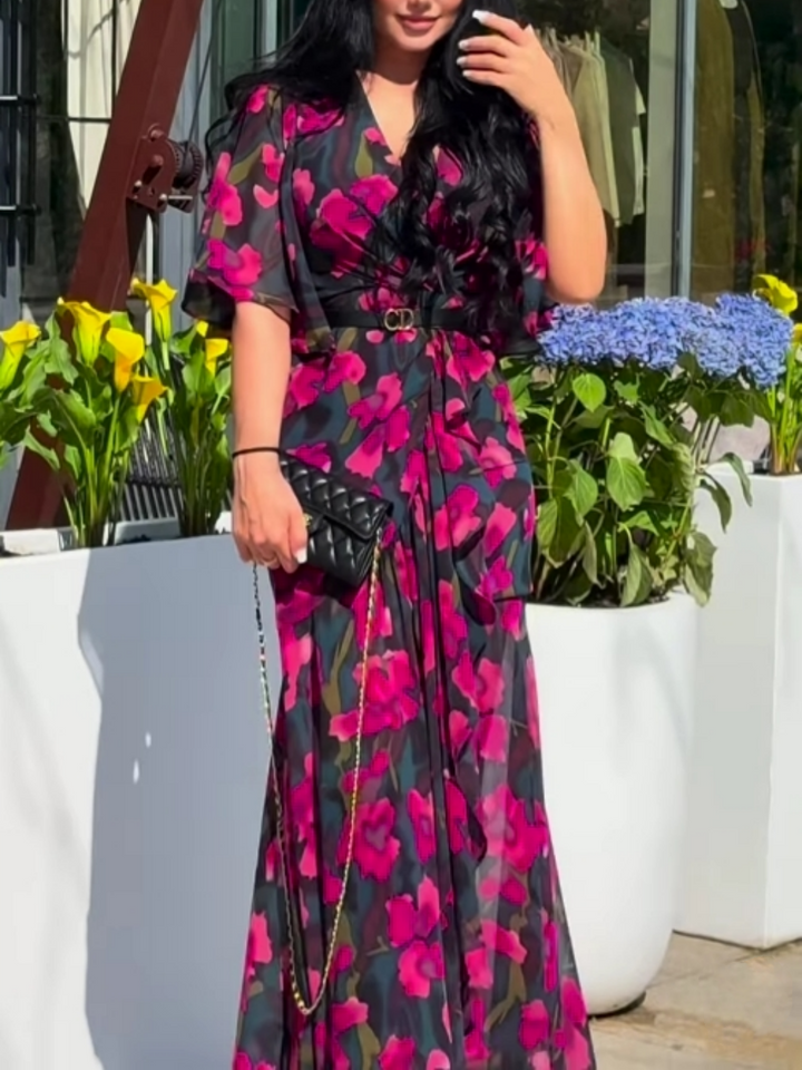 Women’s Dress | Retro Floral Wrap Maxi