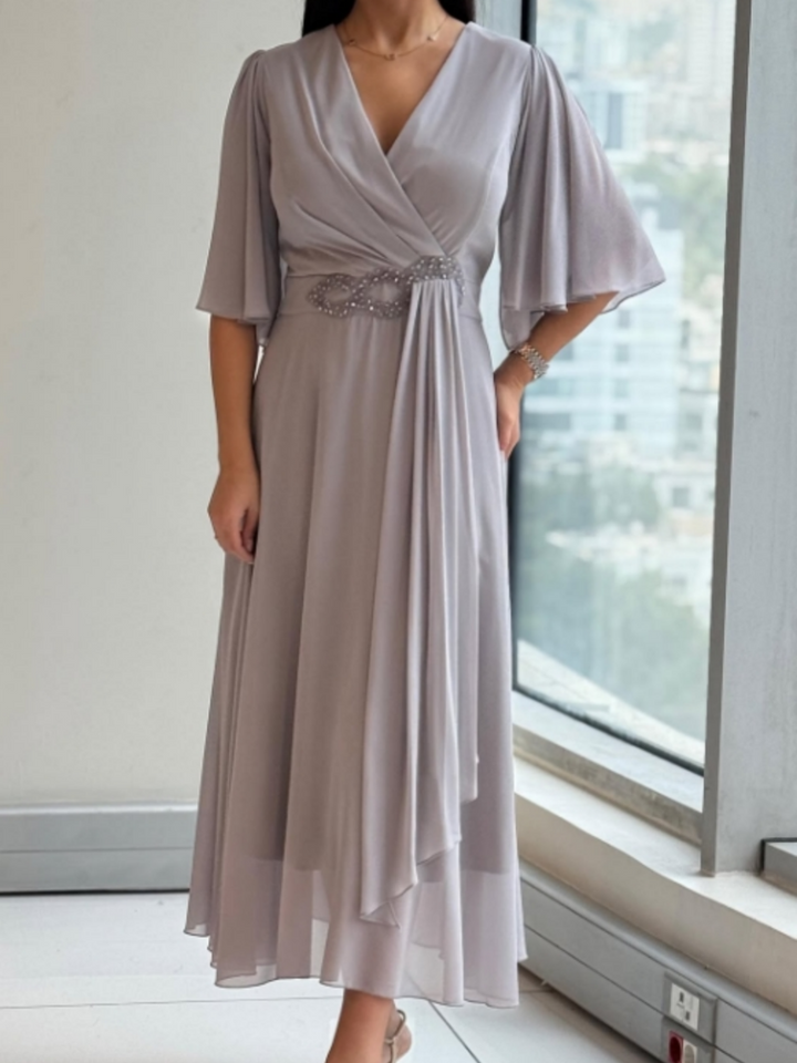 Women’s Dress | V-Neck Draped Midi